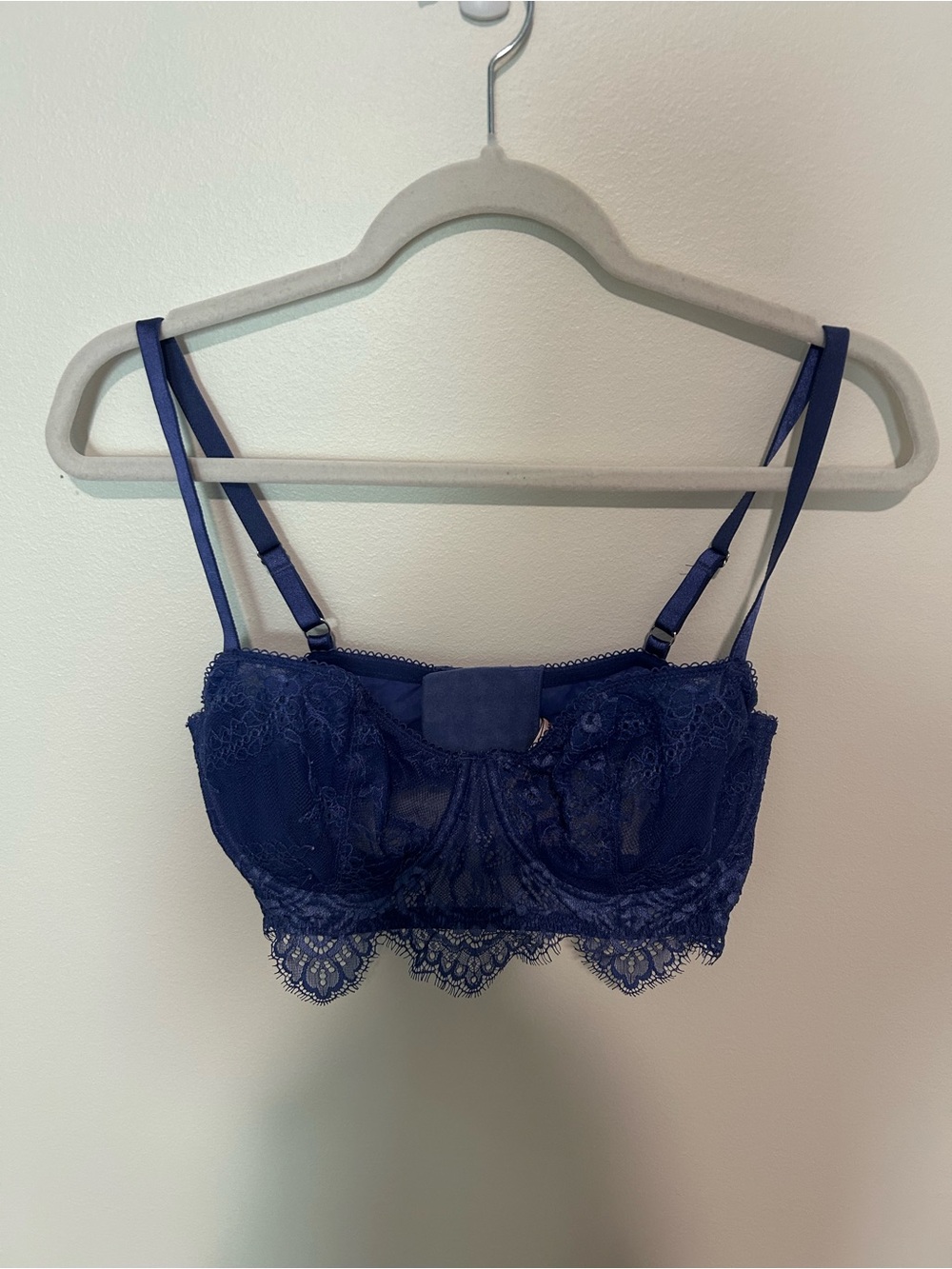 Dream Angels Wicked Unlined Lace Balconette Bra Cobalt Size 36D